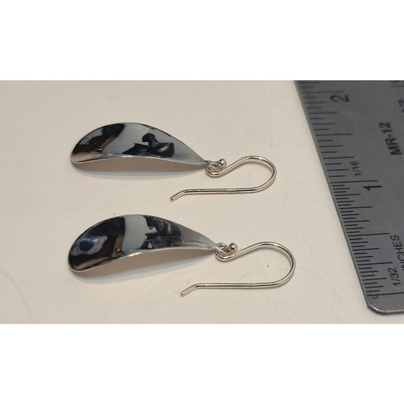 Sterling Silver 925 Teardrop Oval Hook Drop Dangle Simple Style Earrings - Picture 3 of 5